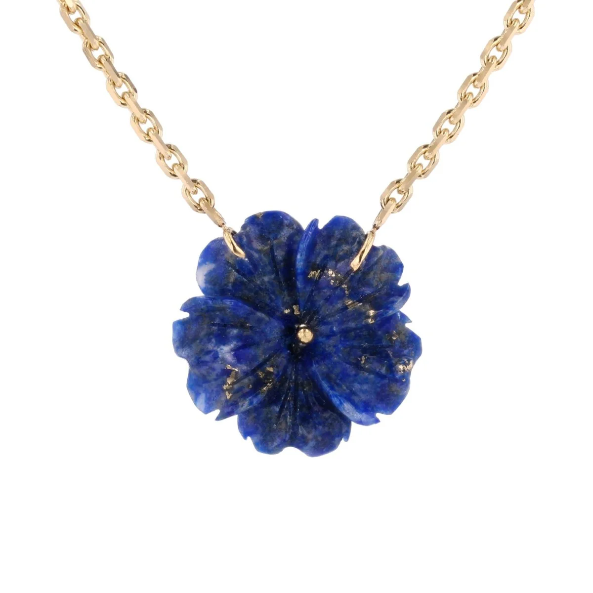 Collier Chaîne en or jaune et lapis-lazuli
