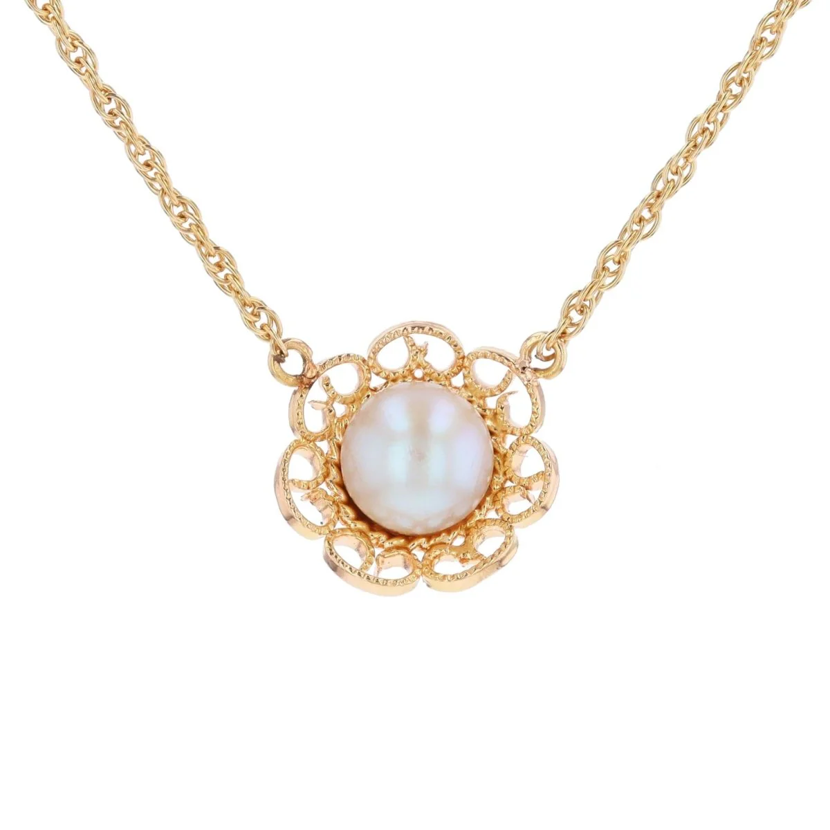 Collier Pendentif en or jaune et perle