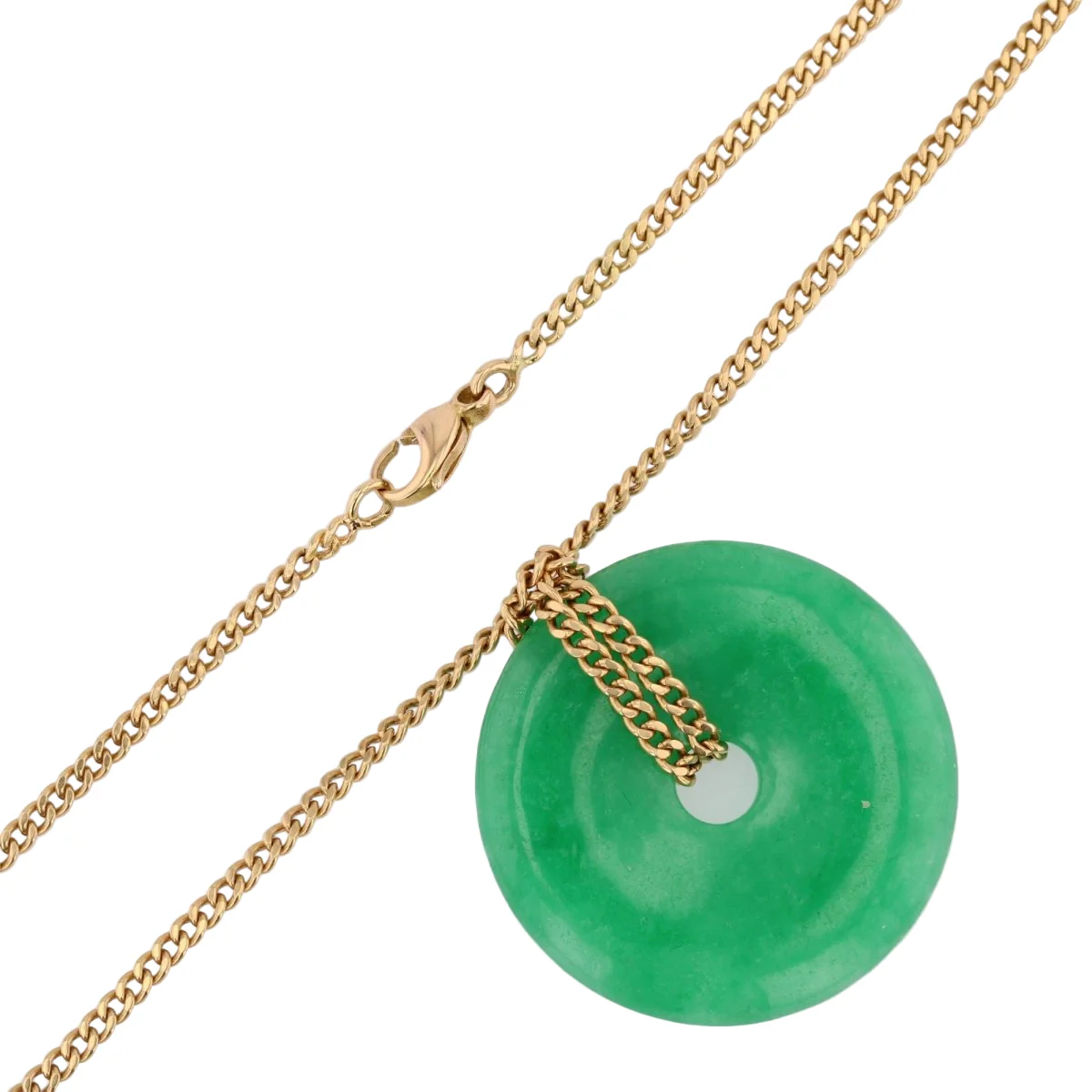 Collier Pendentif en or jaune et jade - Image 3