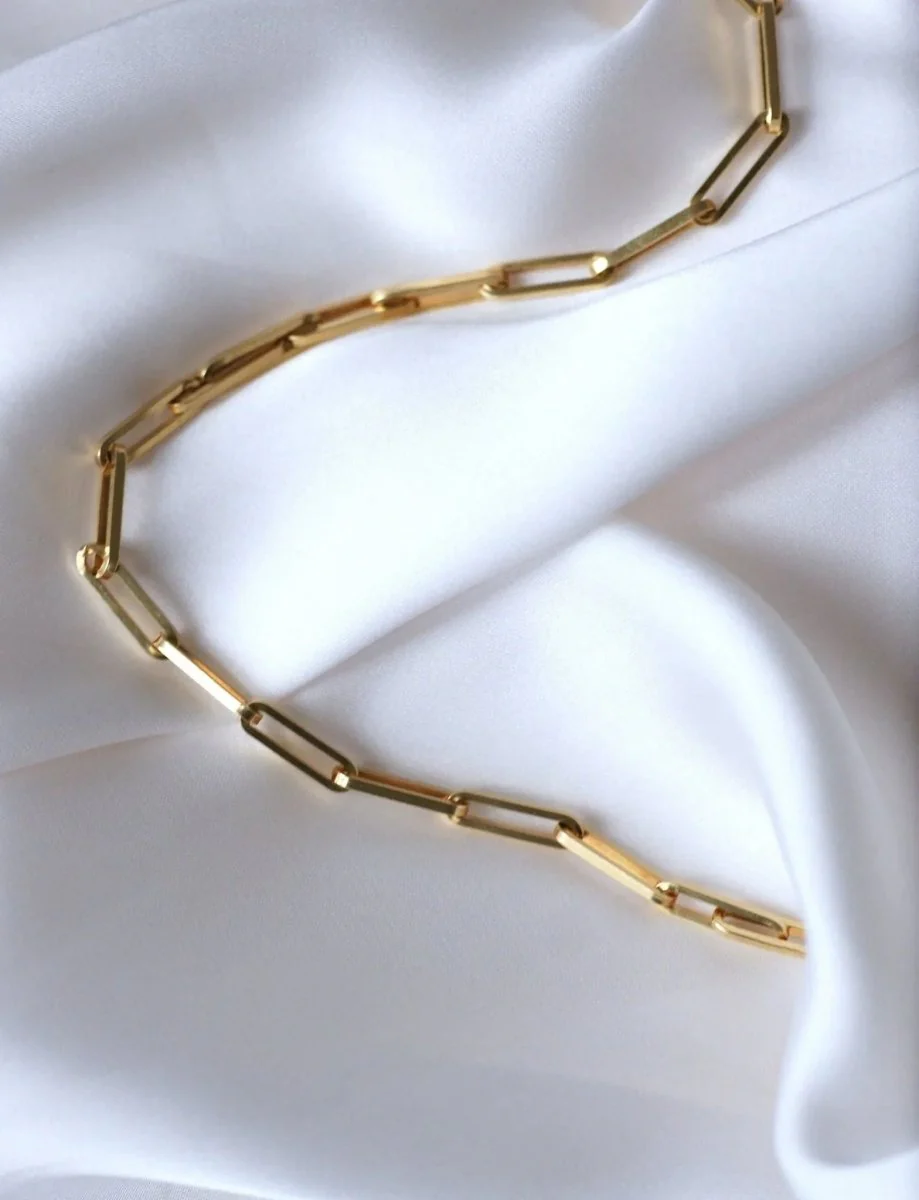 Chaîne maille rectangle or jaune - Image 10