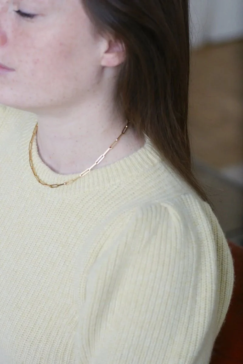 Chaîne maille rectangle or jaune - Image 2