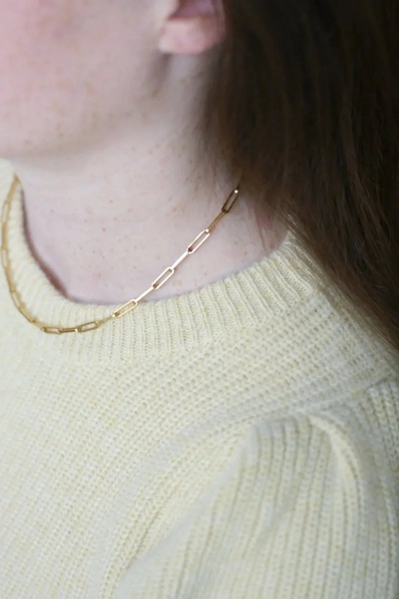 Chaîne maille rectangle or jaune - Image 4