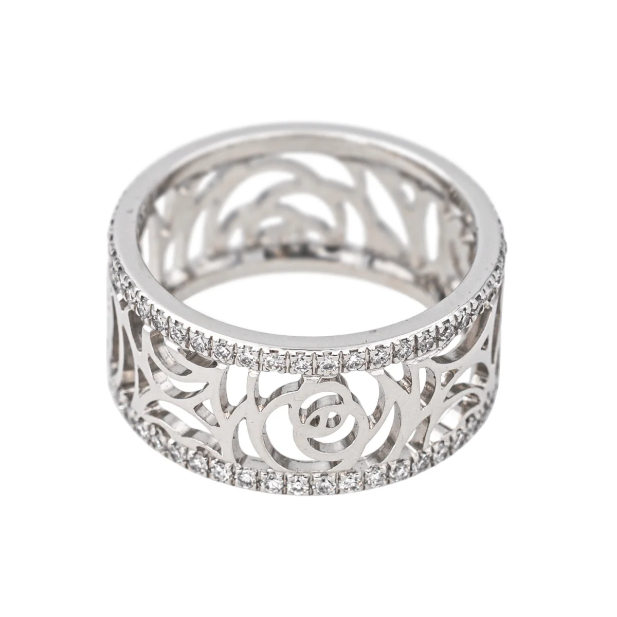 Bague Bandeau CHANEL "Camélia" en or blanc et diamants - Image 4