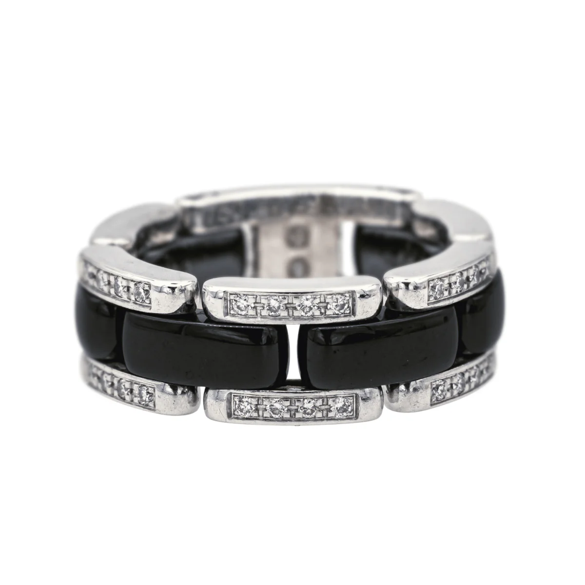 Bague Bandeau CHANEL "Ultra" en or blanc, céramique et diamants