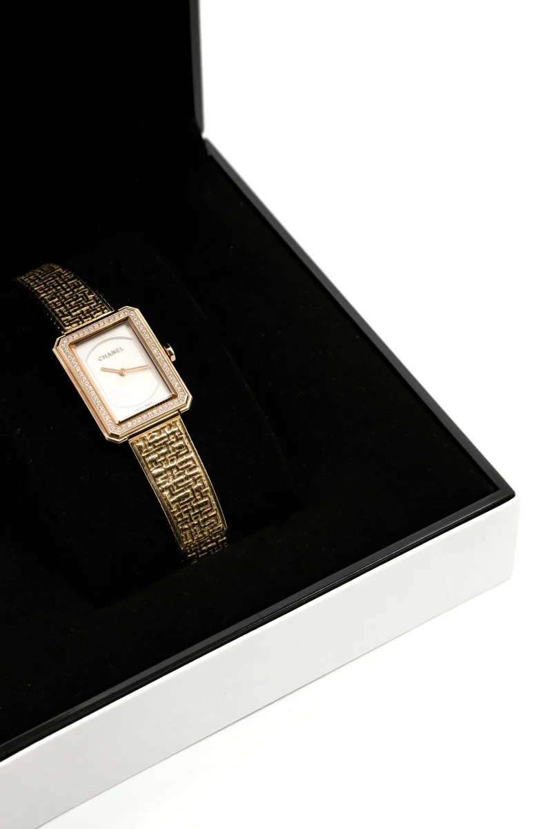 Montre CHANEL "Boy·Friend Tweed" en or jaune et diamants - Image 5