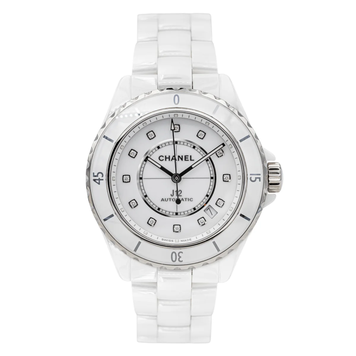 Montre Mécanique CHANEL "J12" en céramique et diamants