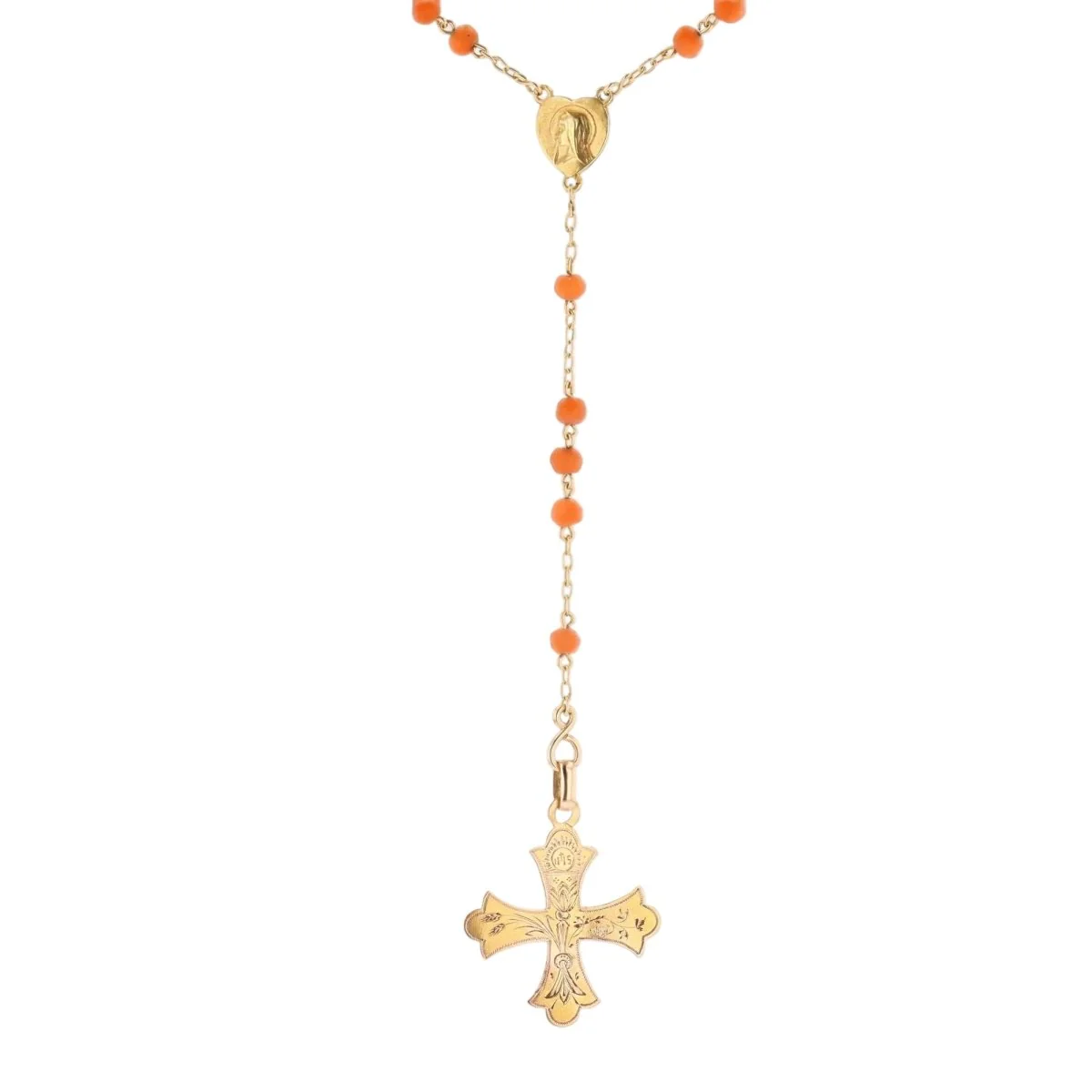 Collier Pendentif en or rose et corail - Image 3