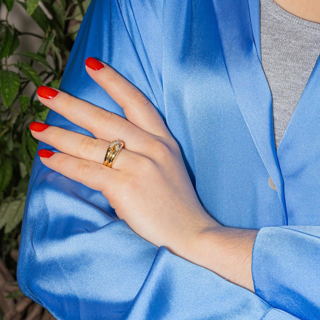Bague Jonc CHAUMET "Liens" en or jaune et diamants - Image 2
