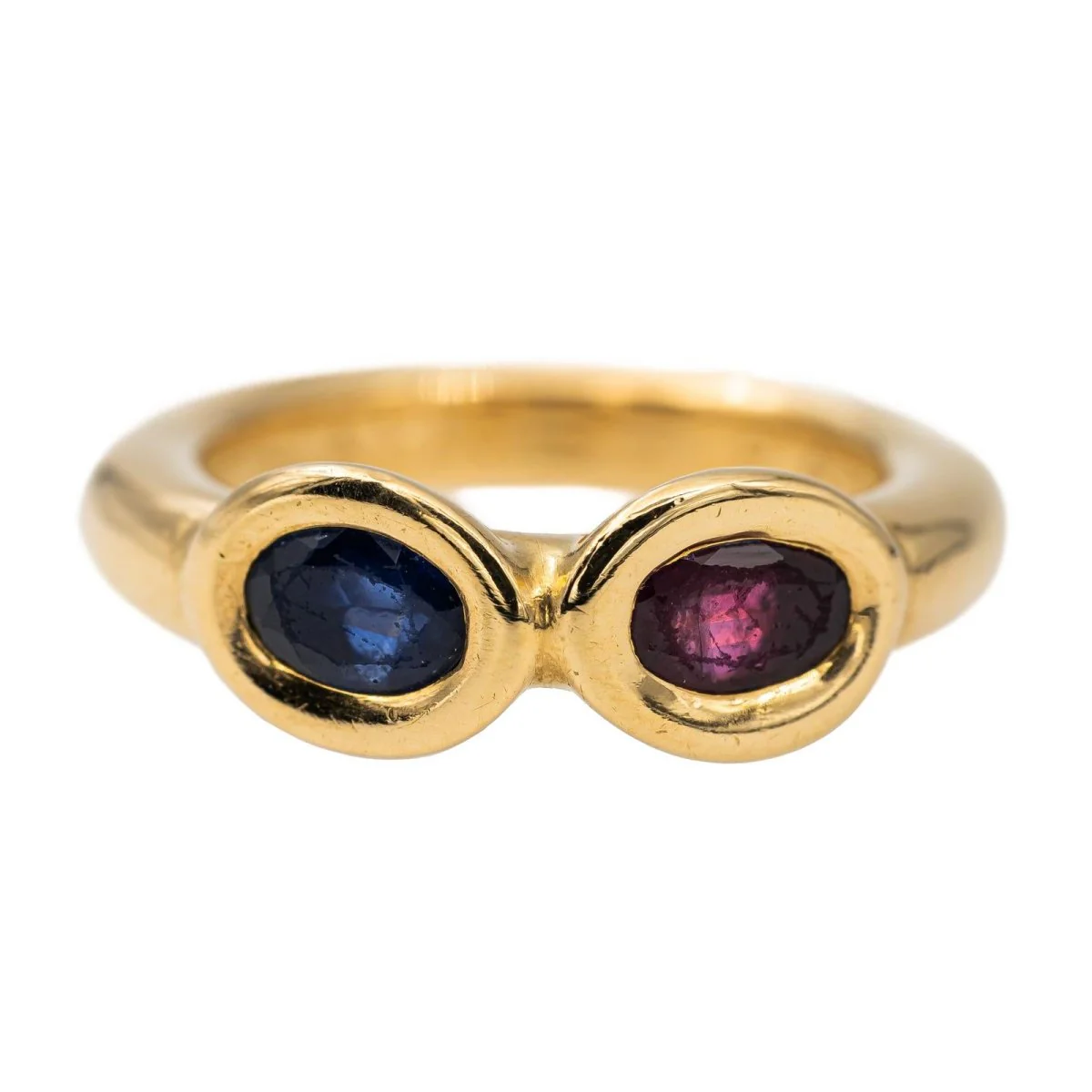 Chaumet Bague Toi et moi en or jaune saphir et rubis