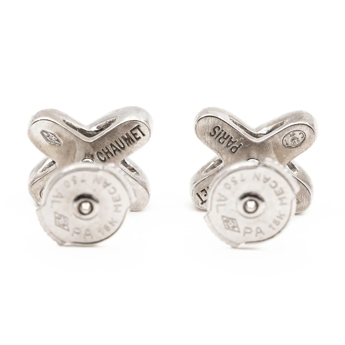 Boucles d'oreilles Puces CHAUMET "Liens" en or blanc et diamants - Image 4