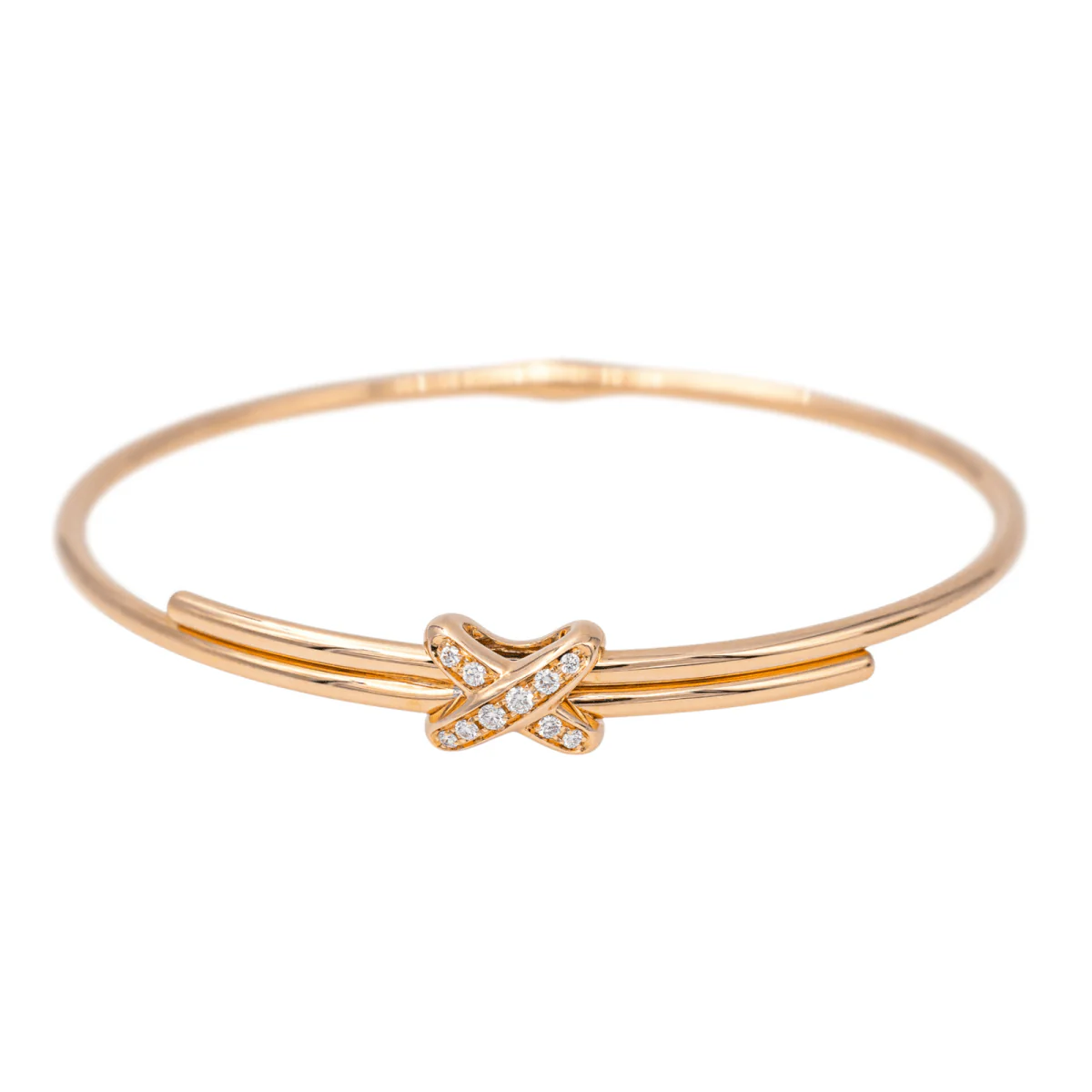 Bracelet CHAUMET "Liens croisés" en or rose et diamants - Image 3
