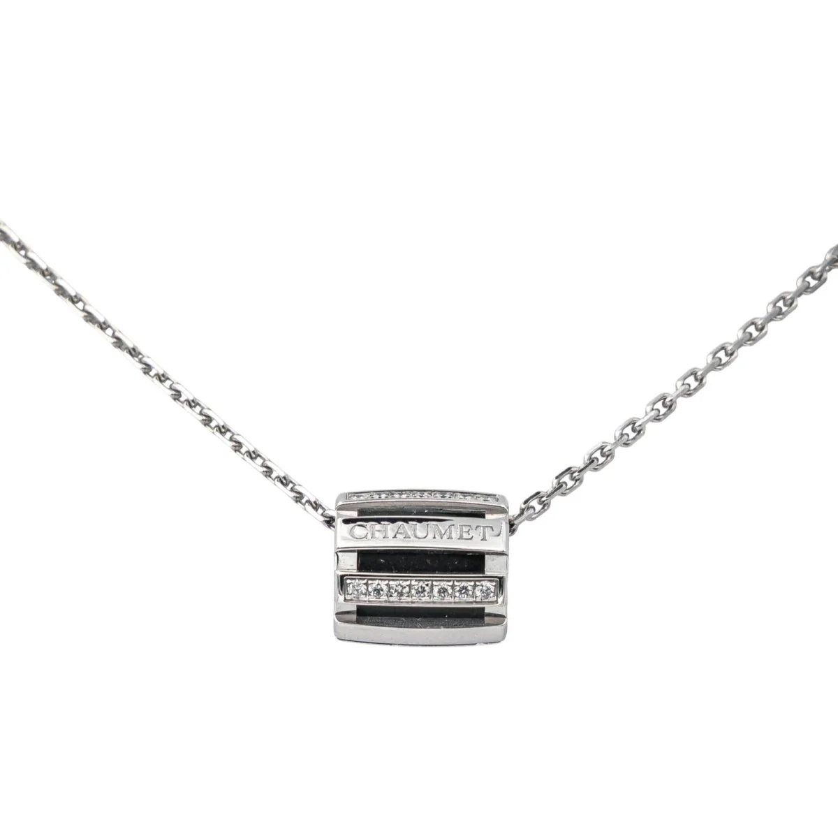 Collier Pendentif CHAUMET "Class One" en or blanc et diamants - Image 4
