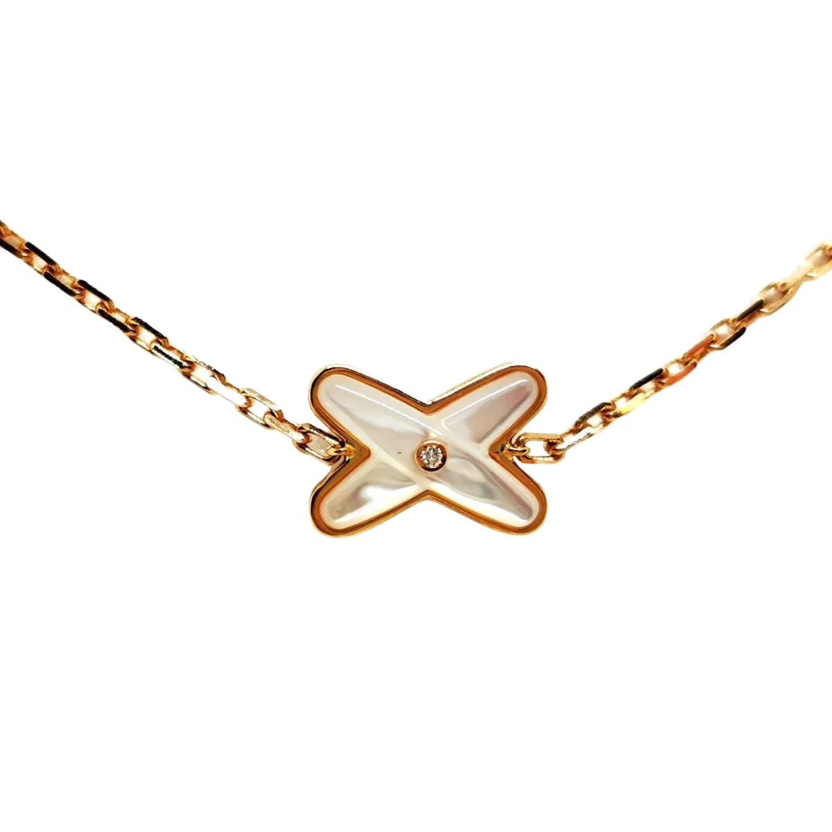 Collier Sautoir CHAUMET "Jeux de liens" en or rose, nacre et diamants