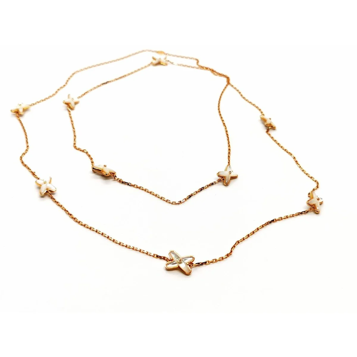 Collier Sautoir CHAUMET "Jeux de liens" en or rose, nacre et diamants - Image 5