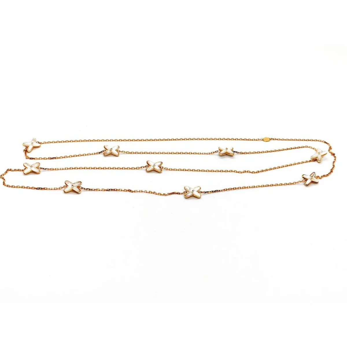 Collier Sautoir CHAUMET "Jeux de liens" en or rose, nacre et diamants - Image 6