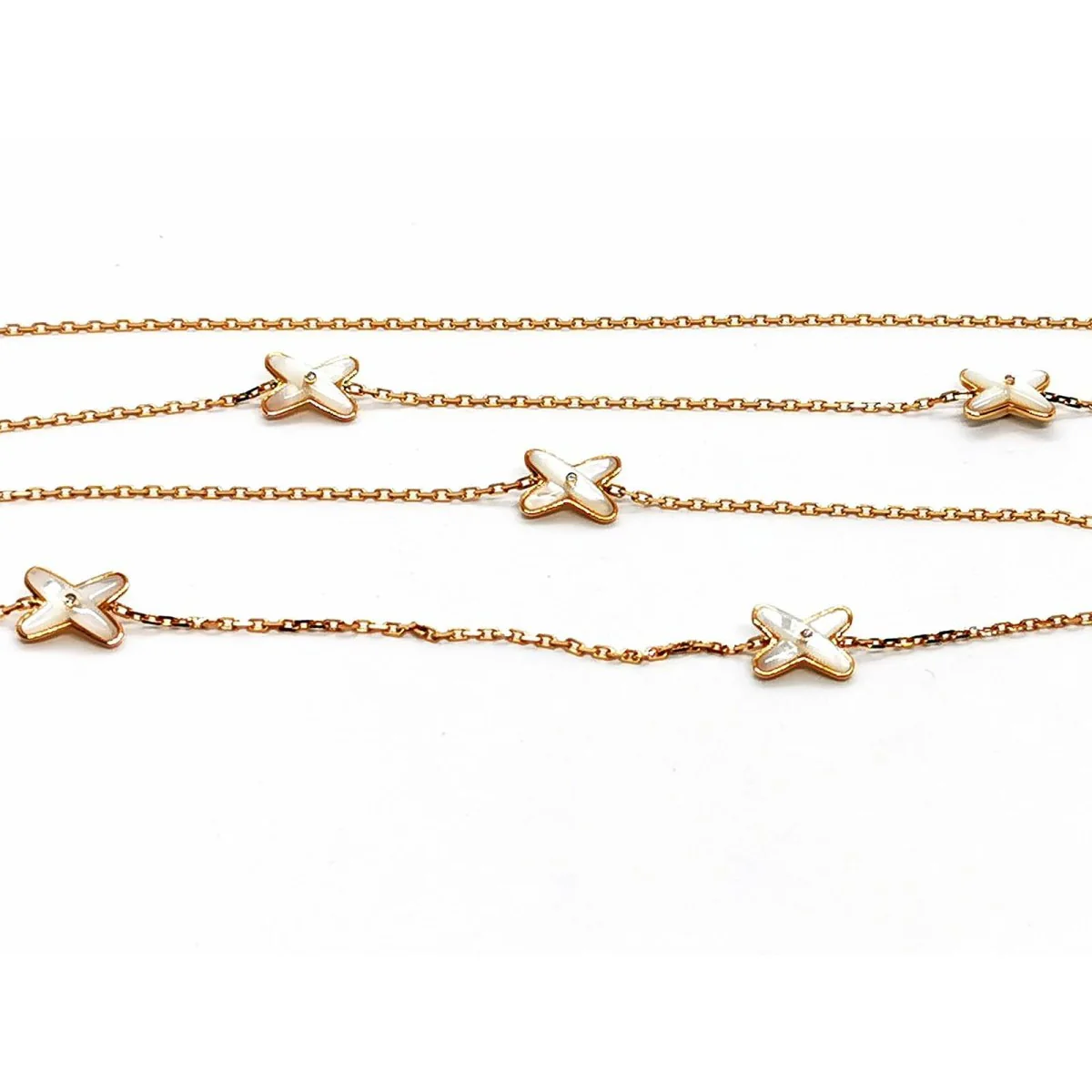 Collier Sautoir CHAUMET "Jeux de liens" en or rose, nacre et diamants - Image 7