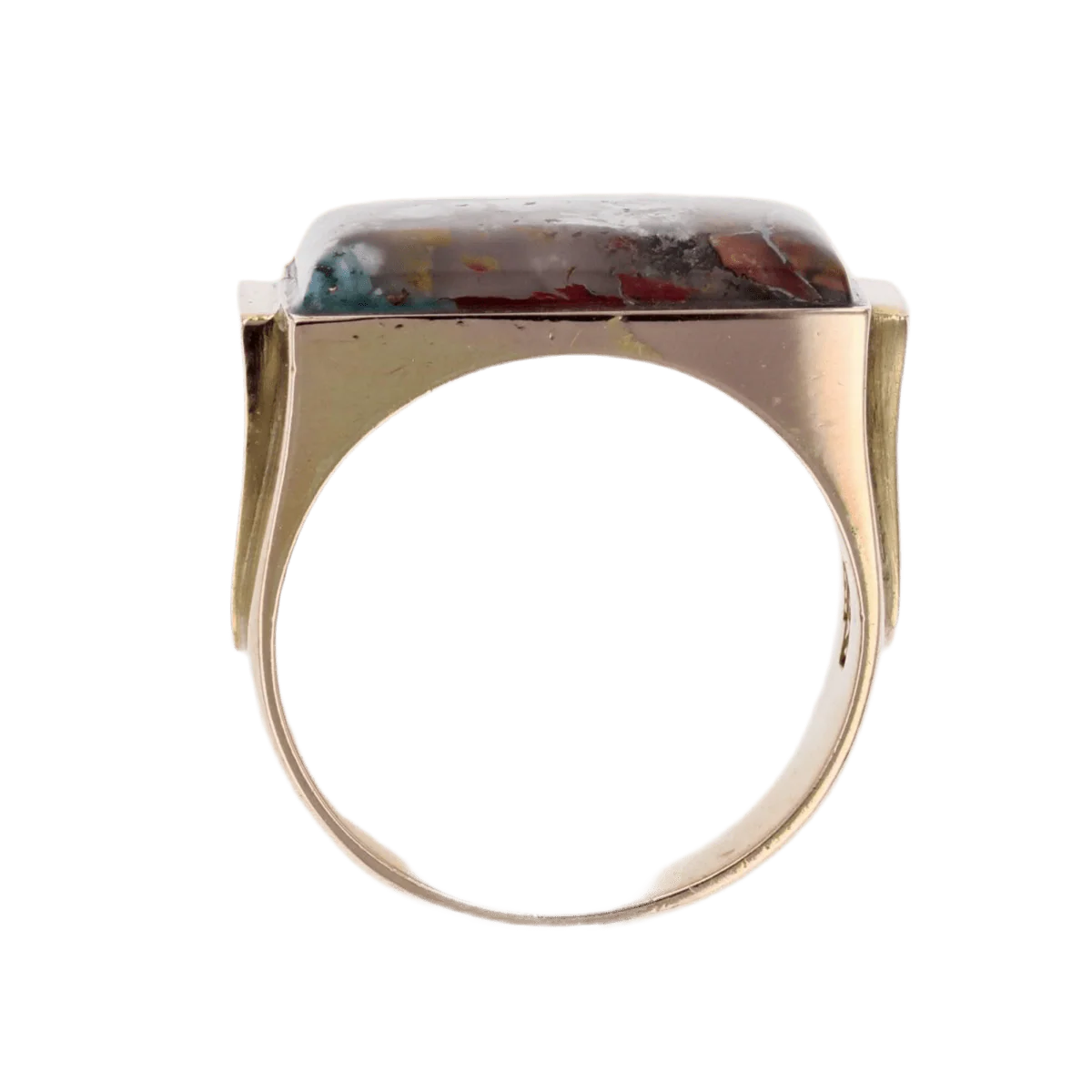 Bague Chevalière en or jaune et agate - Image 5