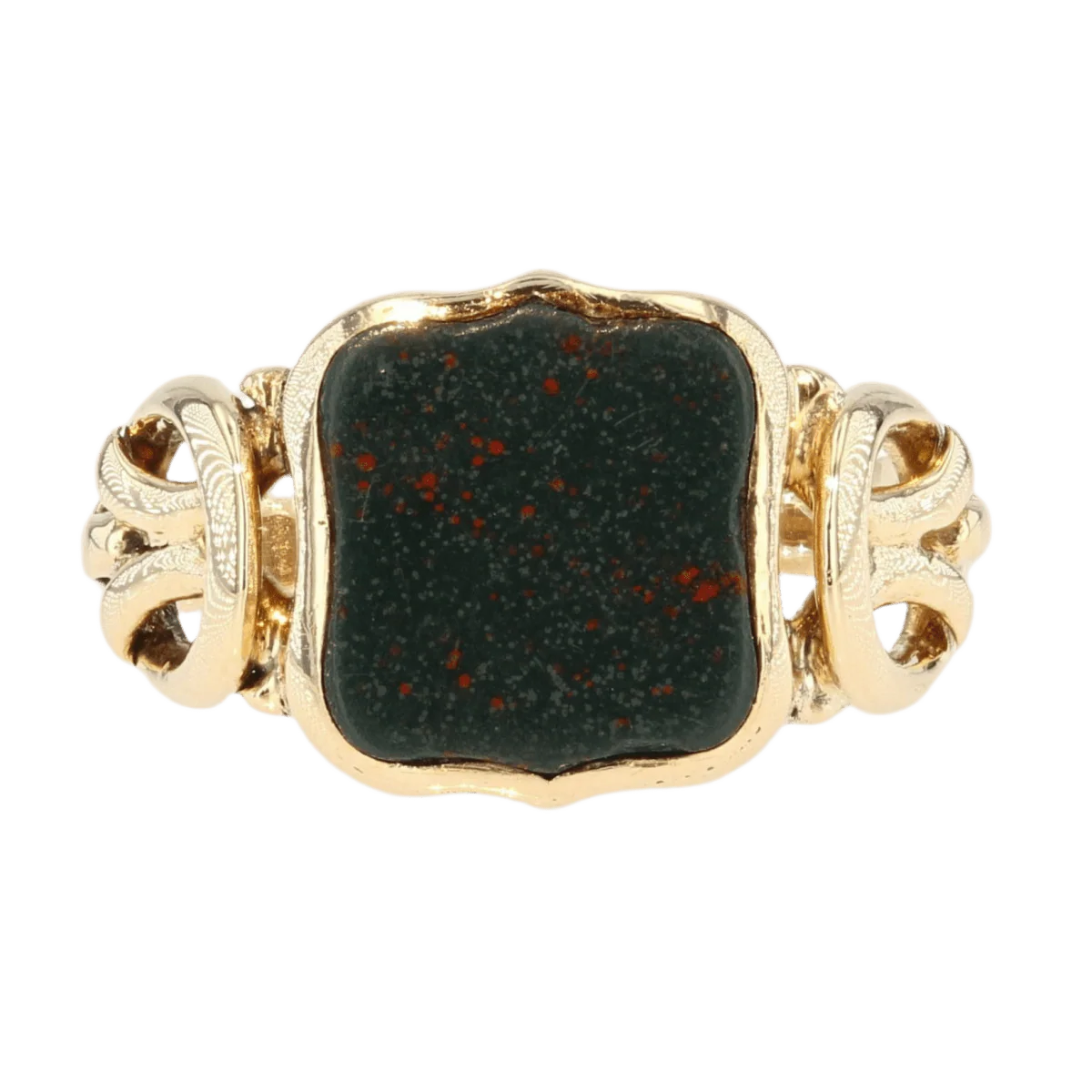 Bague Chevalière en or jaune et jaspe