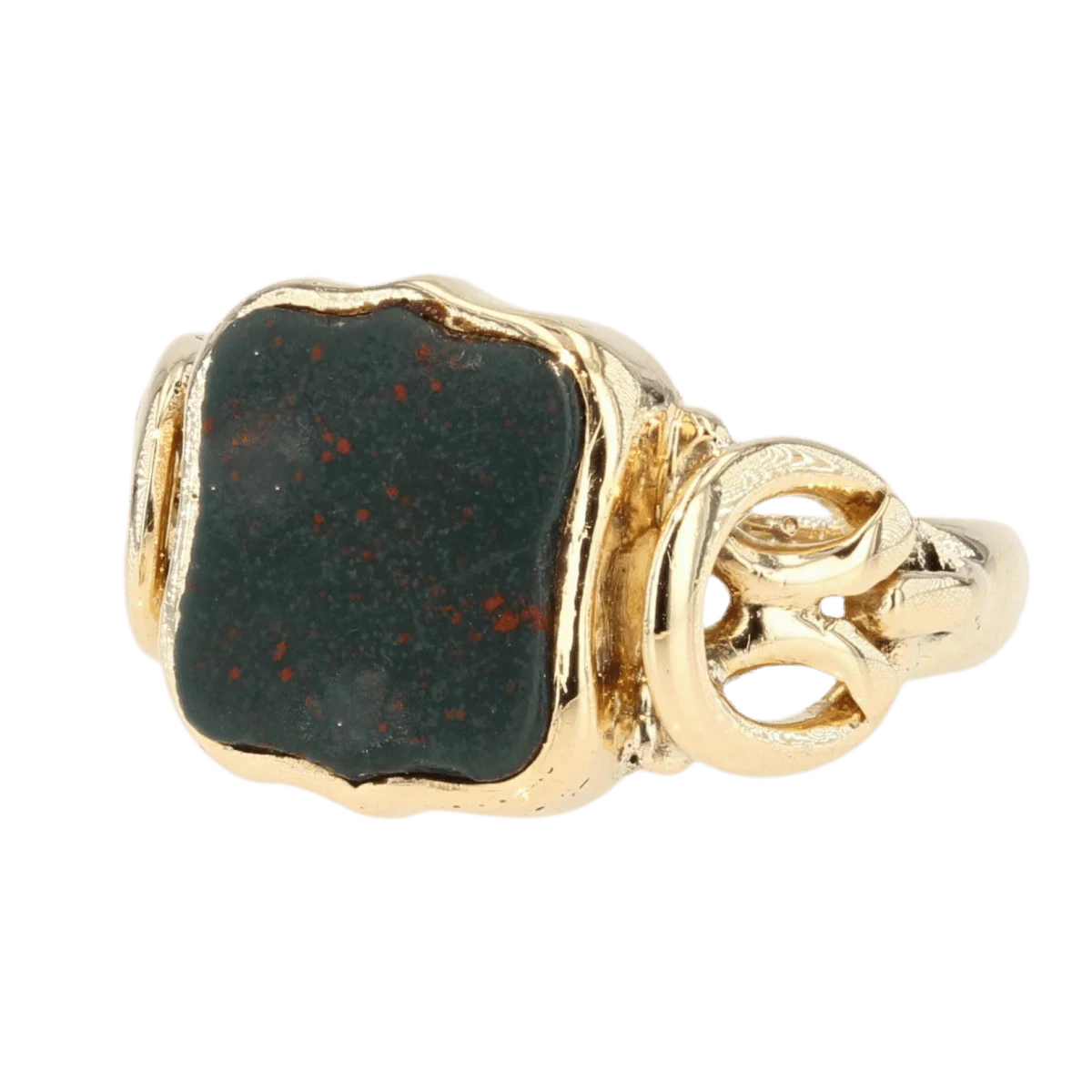 Bague Chevalière en or jaune et jaspe - Image 3