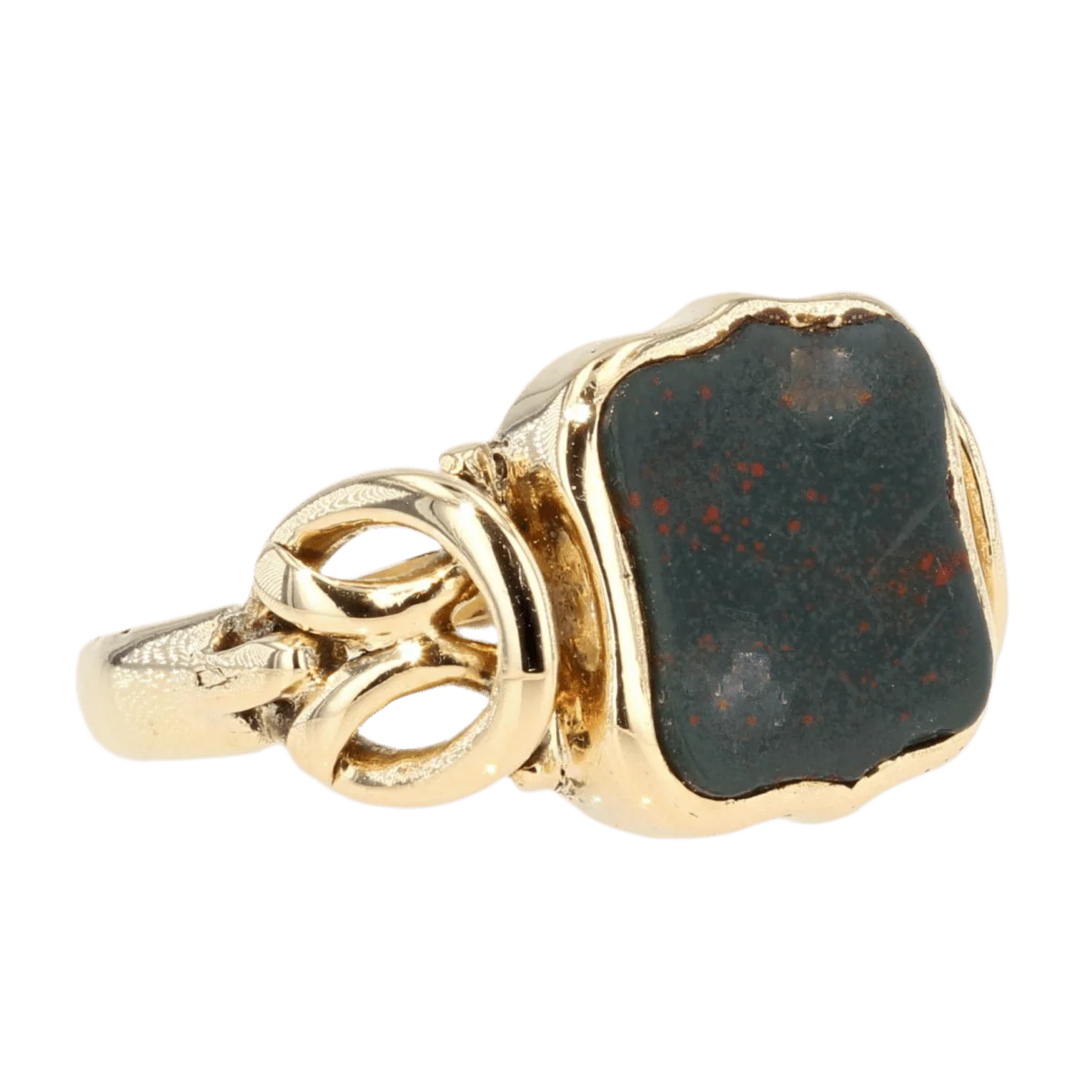 Bague Chevalière en or jaune et jaspe - Image 5