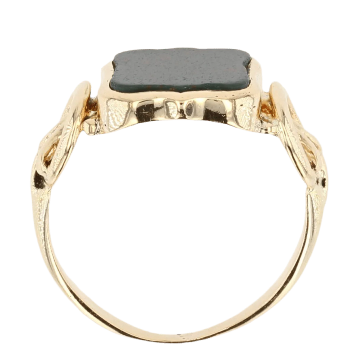 Bague Chevalière en or jaune et jaspe - Image 6