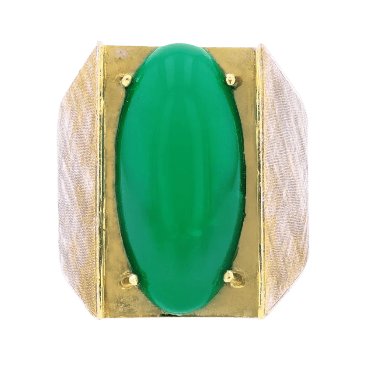 Bague Chevalière en or jaune et chrysoprase