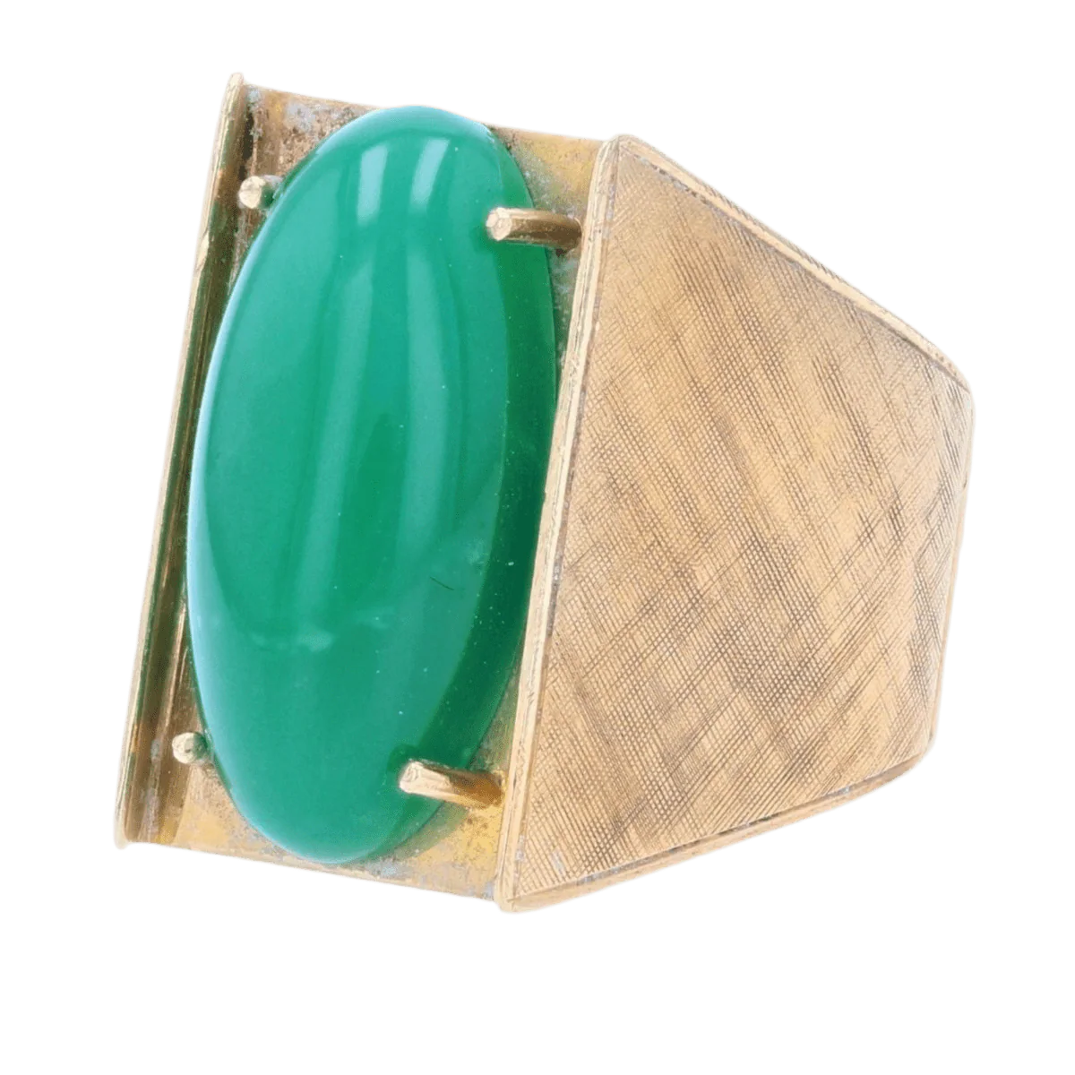 Bague Chevalière en or jaune et chrysoprase - Image 3