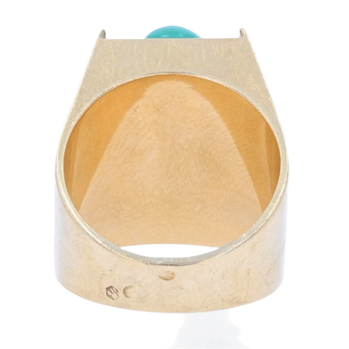 Bague Chevalière en or jaune et chrysoprase - Image 4