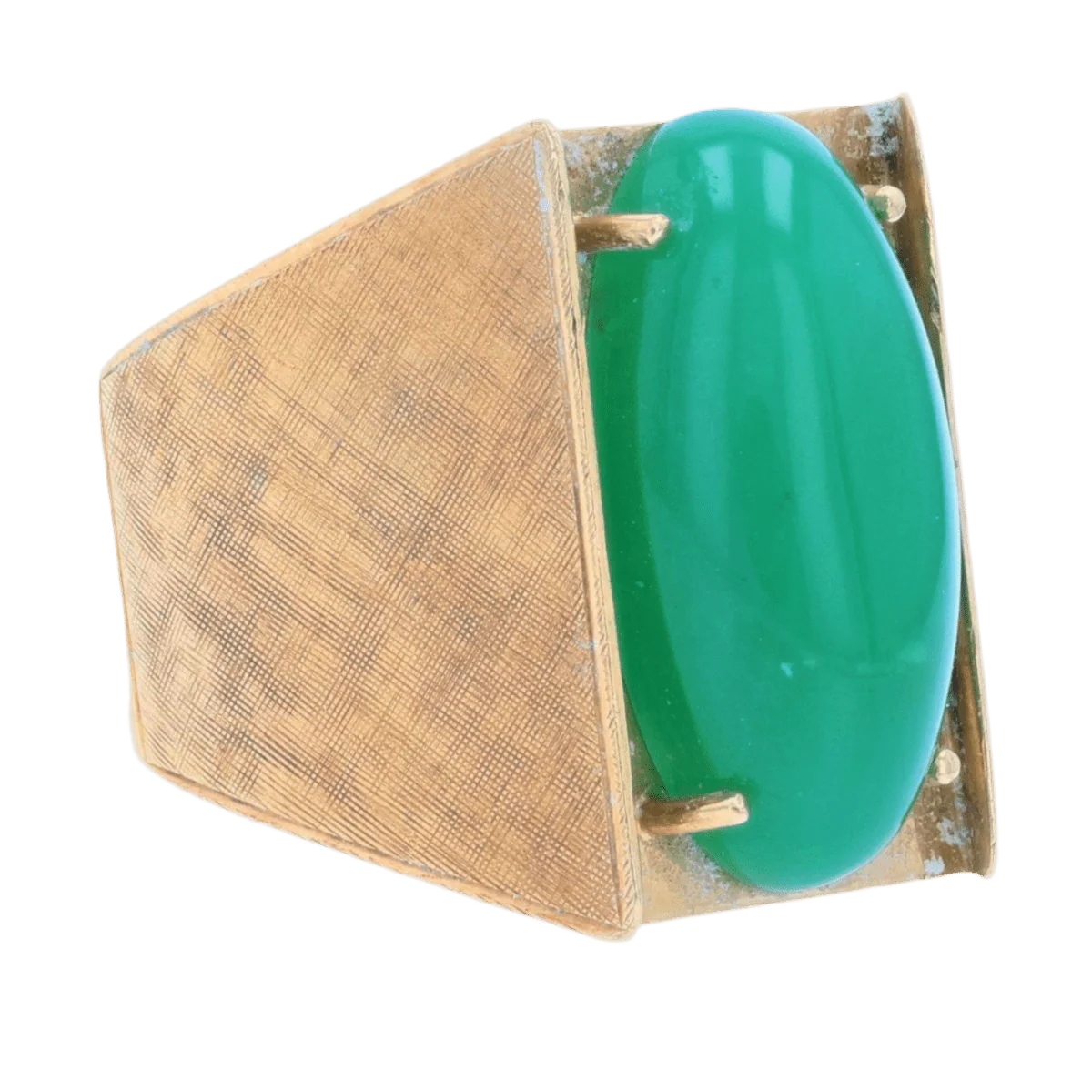 Bague Chevalière en or jaune et chrysoprase - Image 5