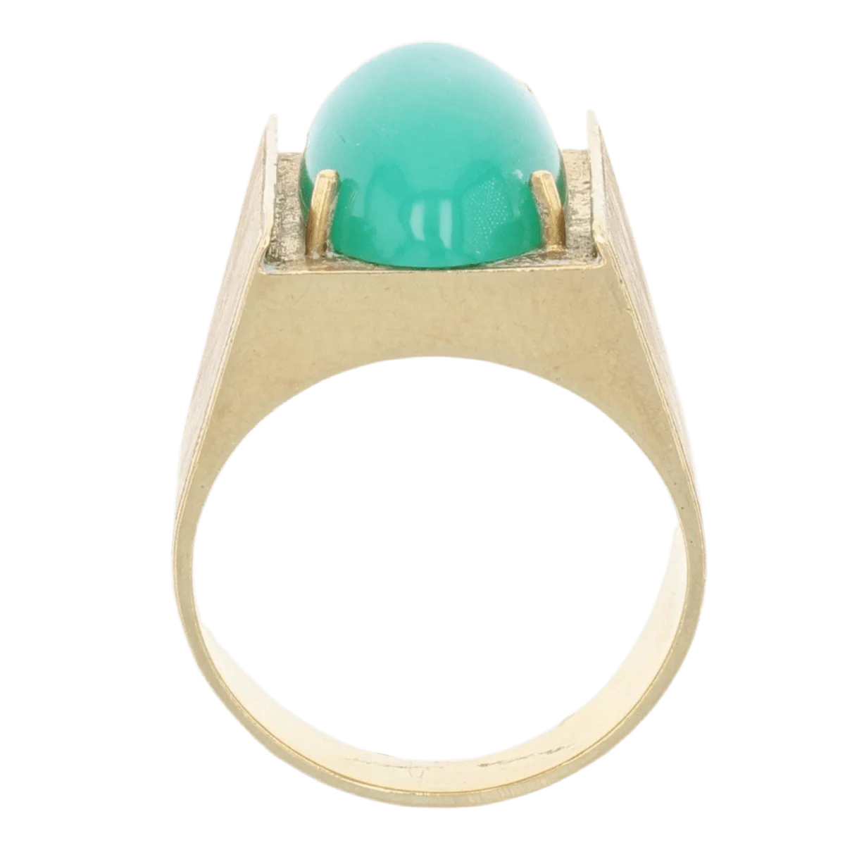 Bague Chevalière en or jaune et chrysoprase - Image 6