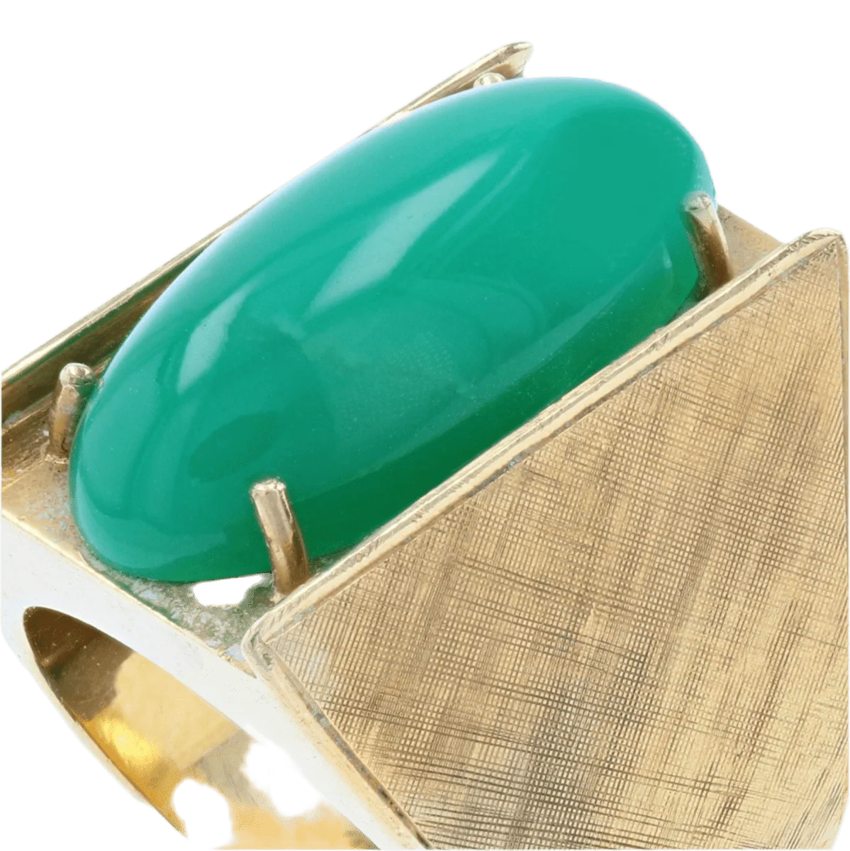 Bague Chevalière en or jaune et chrysoprase - Image 7