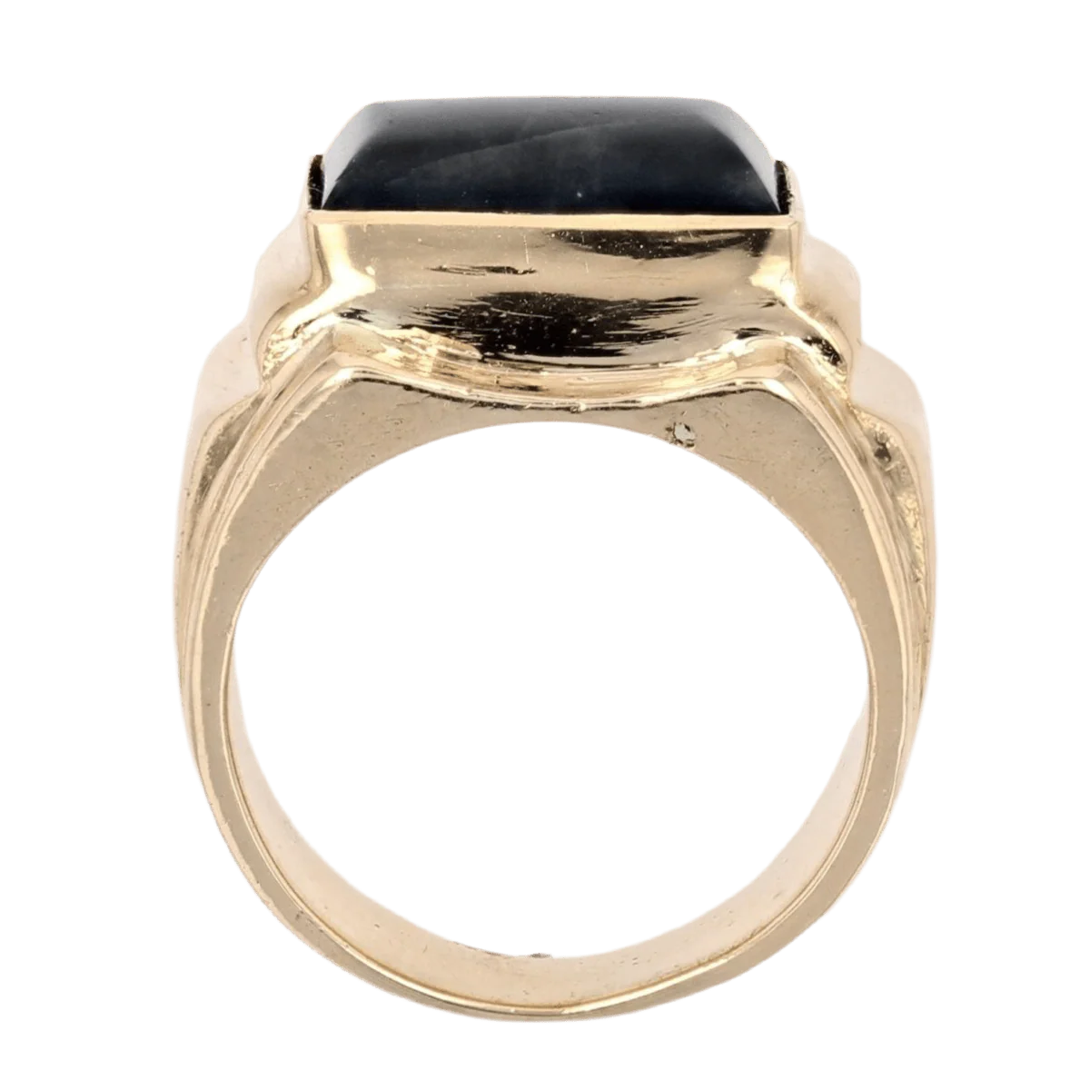 Bague Chevalière en or jaune et spectrolite - Image 6