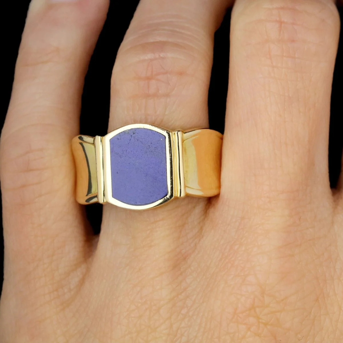 Bague chevalière en or jaune et lapis lazuli - Image 6