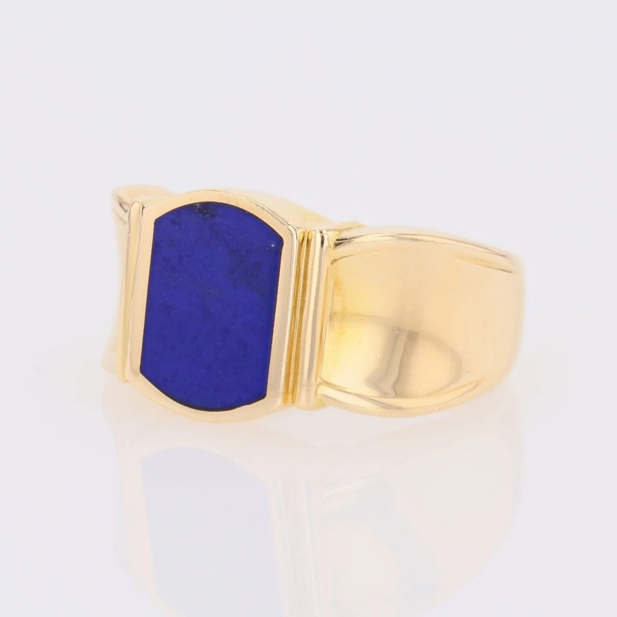 Bague chevalière en or jaune et lapis lazuli - Image 8