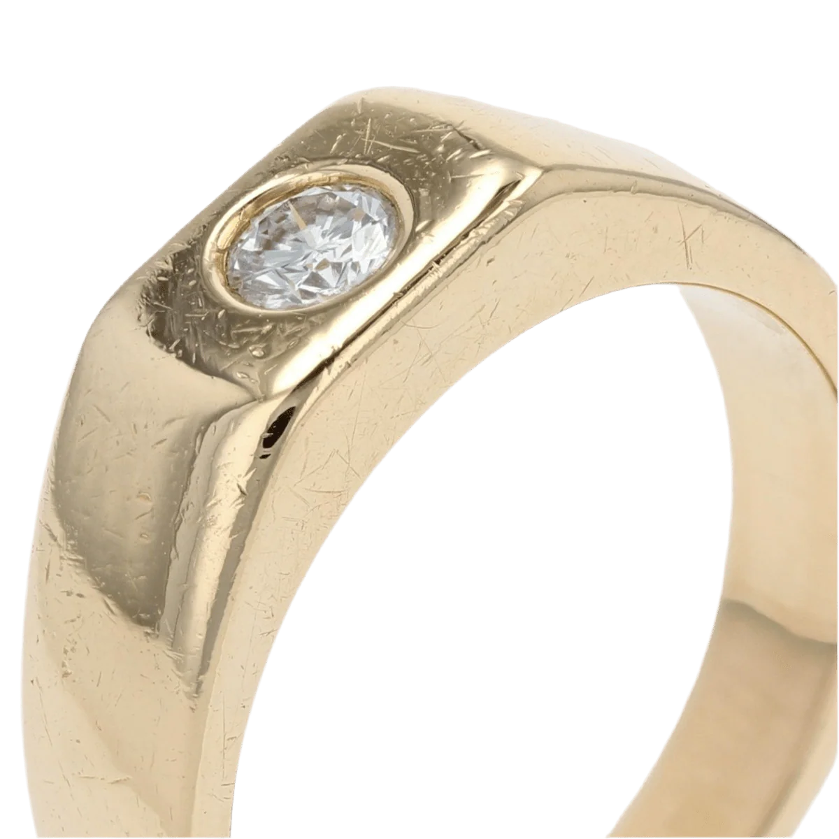 Bague Chevalière en or jaune et diamant - Image 7