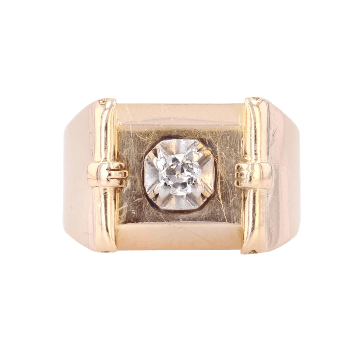 Bague Chevalière en or jaune et diamant