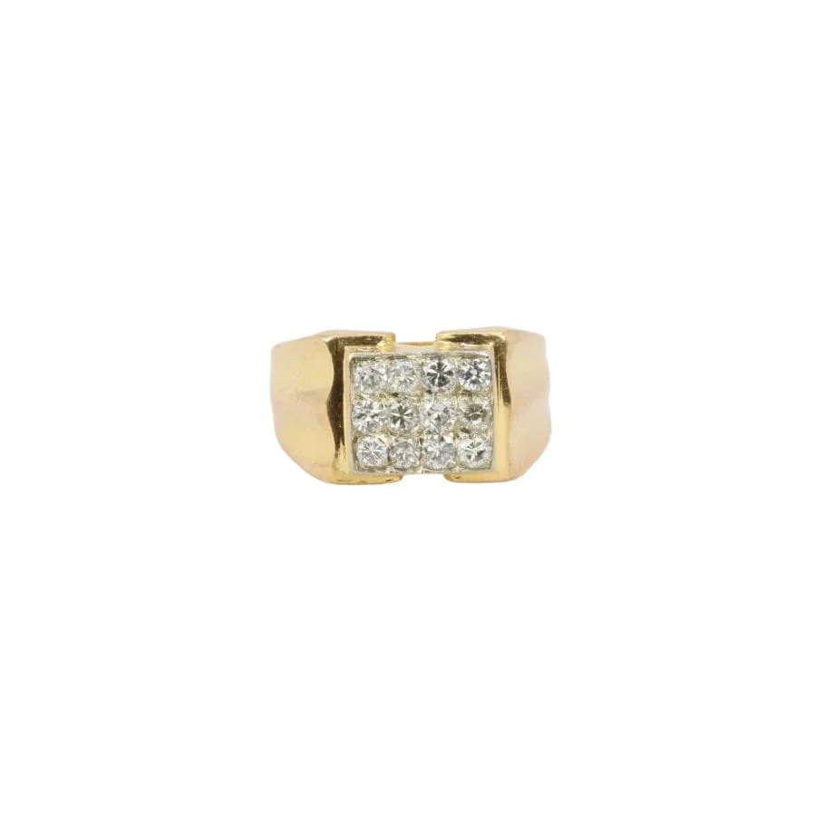 Chevalière vintage or plateau de diamants