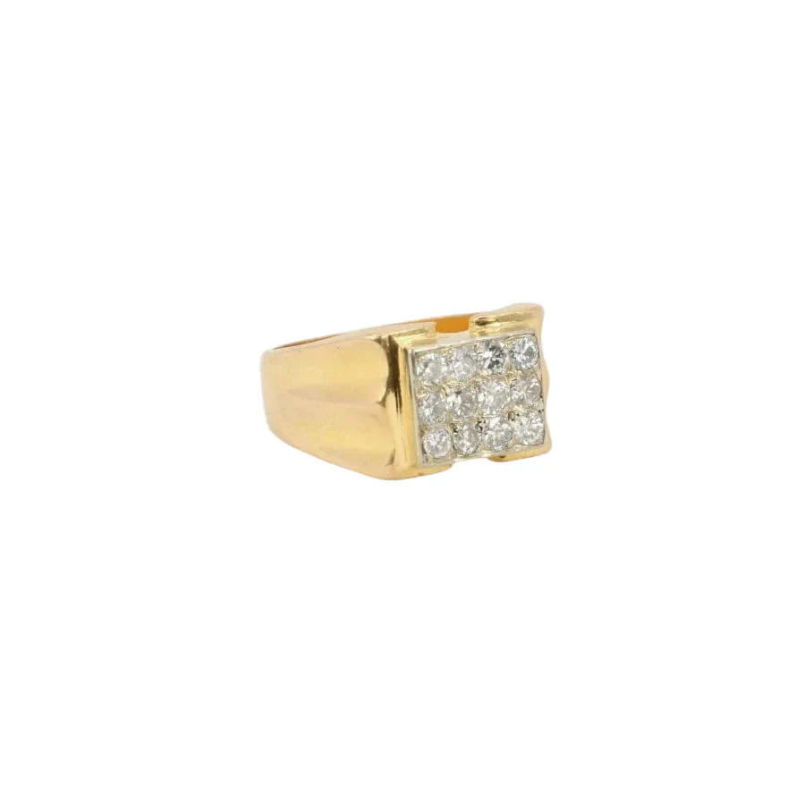 Chevalière vintage or plateau de diamants - Image 3