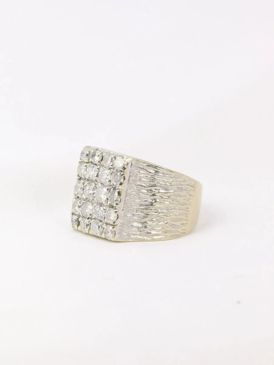 Chevalière vintage en or pavée de diamants - Image 7