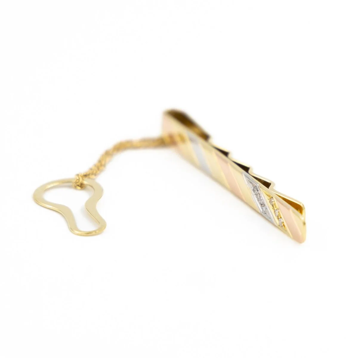 Pince à cravate CHIMENTO en 3 ors pavé diamants - Image 4