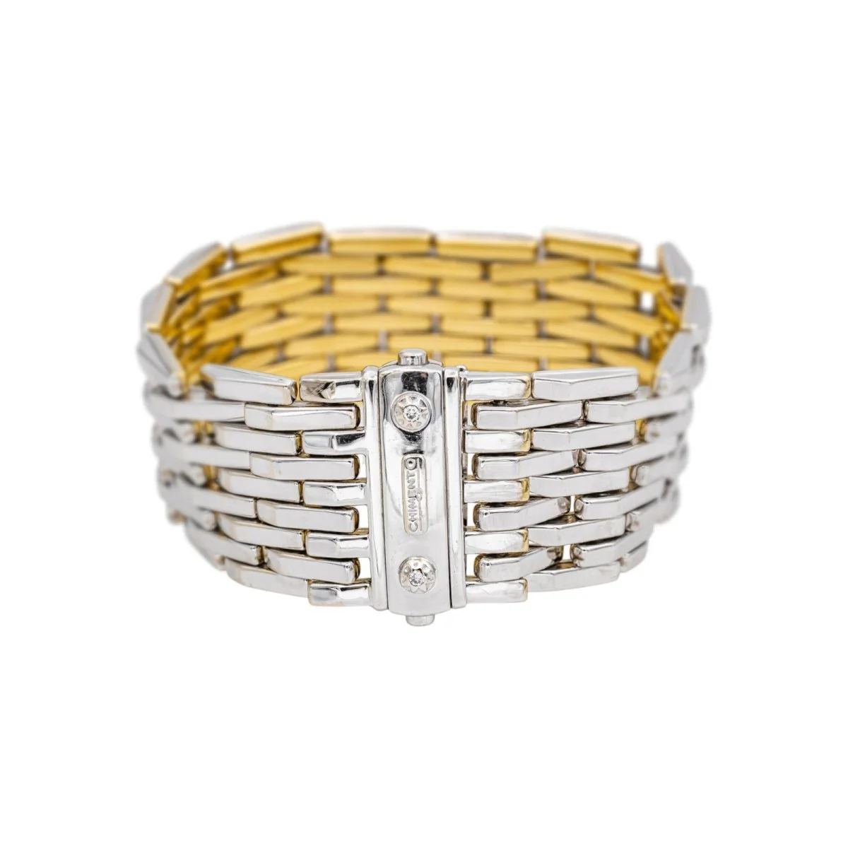 Bracelet Manchette CHIMENTO en or jaune et or blanc - Image 3