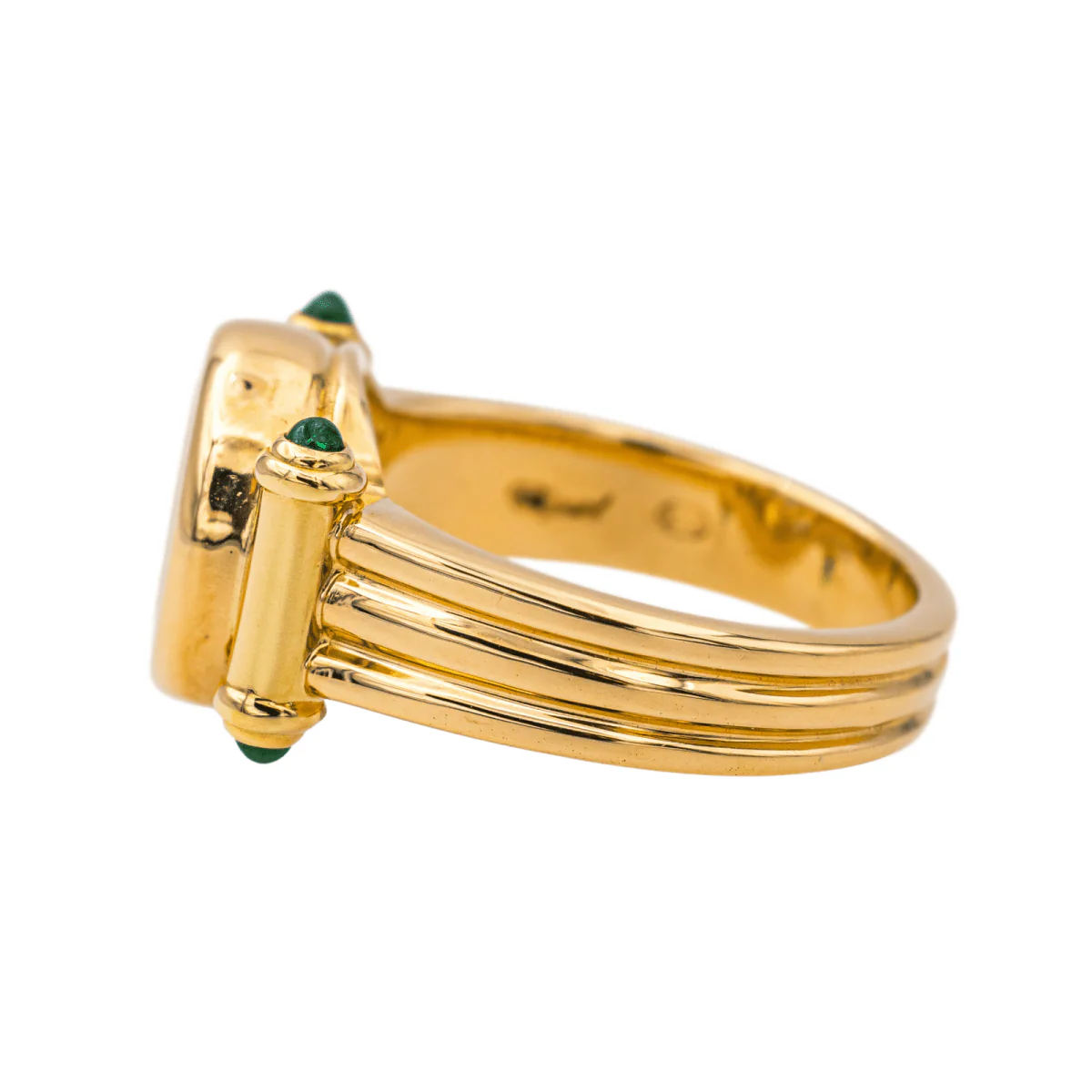 Bague CHOPARD "Happy diamonds" en or blanc, or jaune, émeraudes et diamants - Image 4
