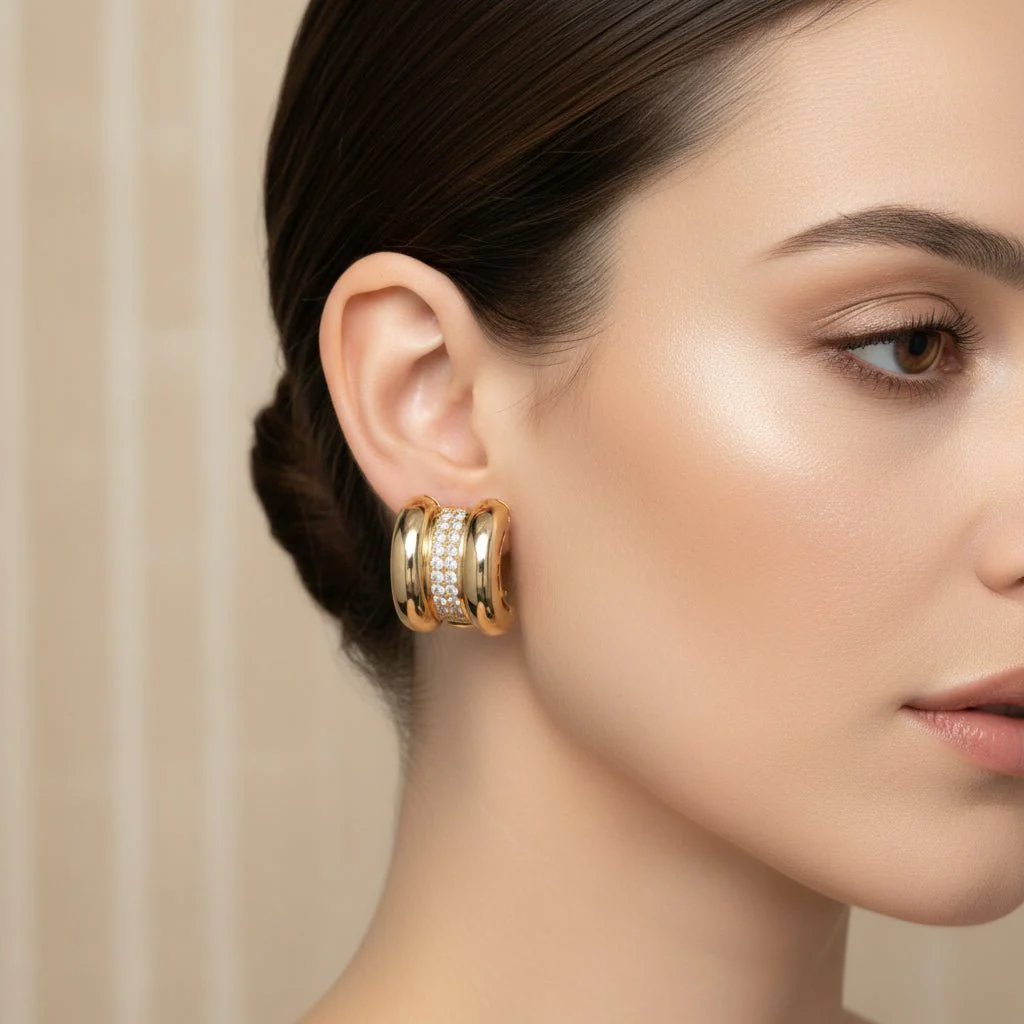Boucles d'oreilles Clips CHOPARD "La Strada" en or jaune et diamants - Image 2
