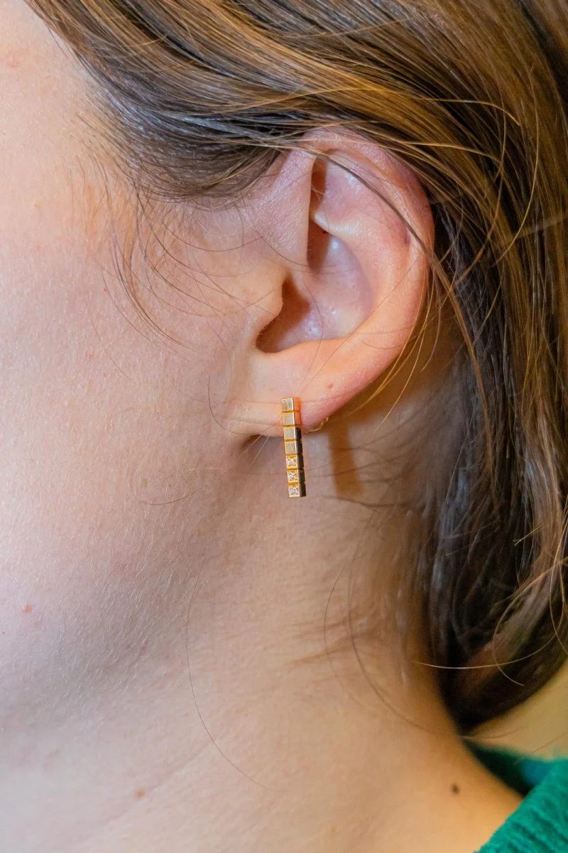 Boucles d'oreilles Puces CHOPARD "Ice Cube" en or rose et diamants - Image 2
