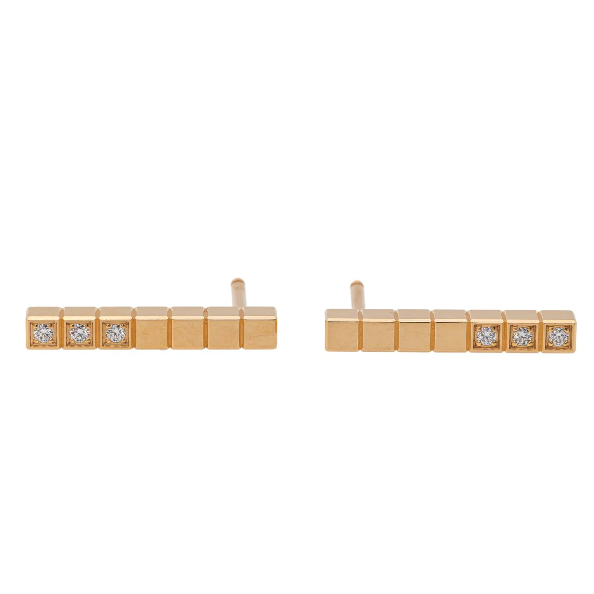 Boucles d'oreilles Puces CHOPARD "Ice Cube" en or rose et diamants - Image 4