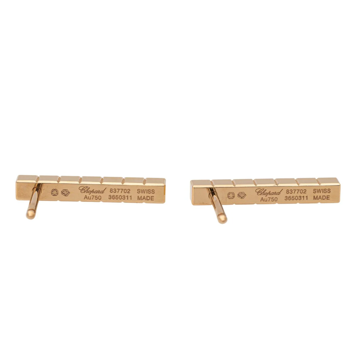 Boucles d'oreilles Puces CHOPARD "Ice Cube" en or rose et diamants - Image 6
