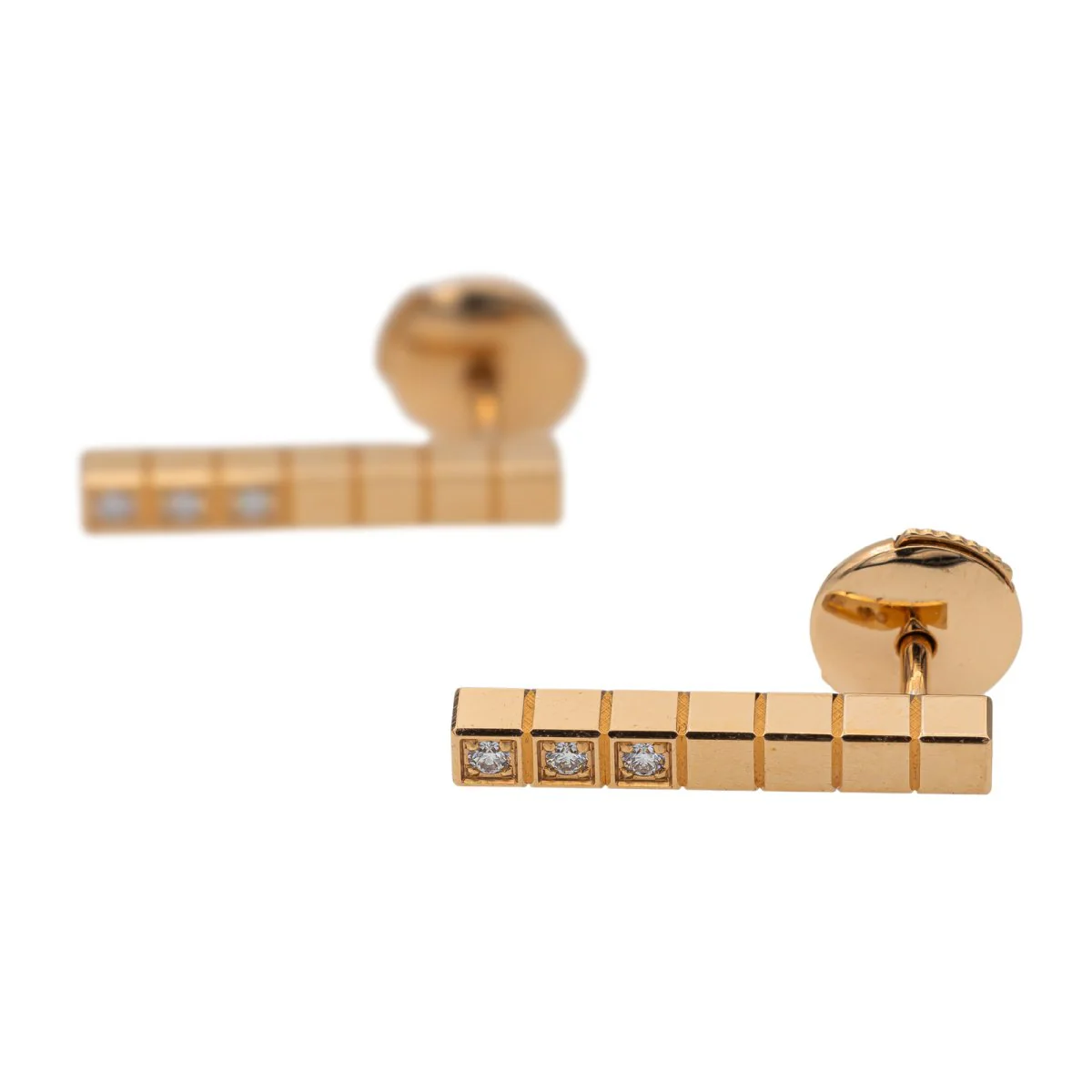 Boucles d'oreilles Puces CHOPARD "Ice Cube" en or rose et diamants - Image 8