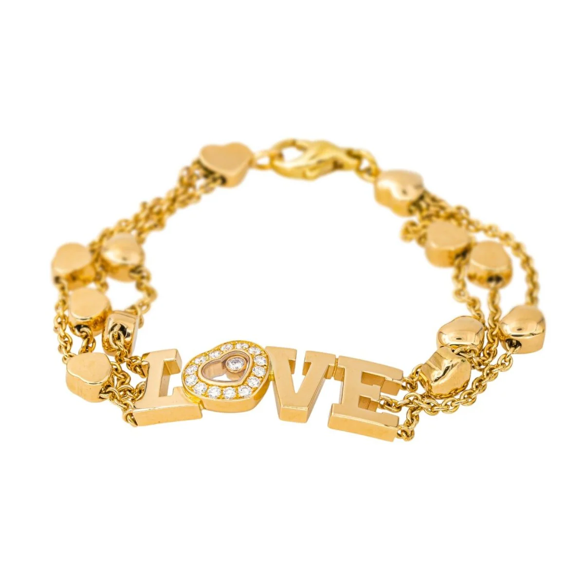 Bracelet Maille CHOPARD "Love Happy Diamonds" en or jaune et diamants