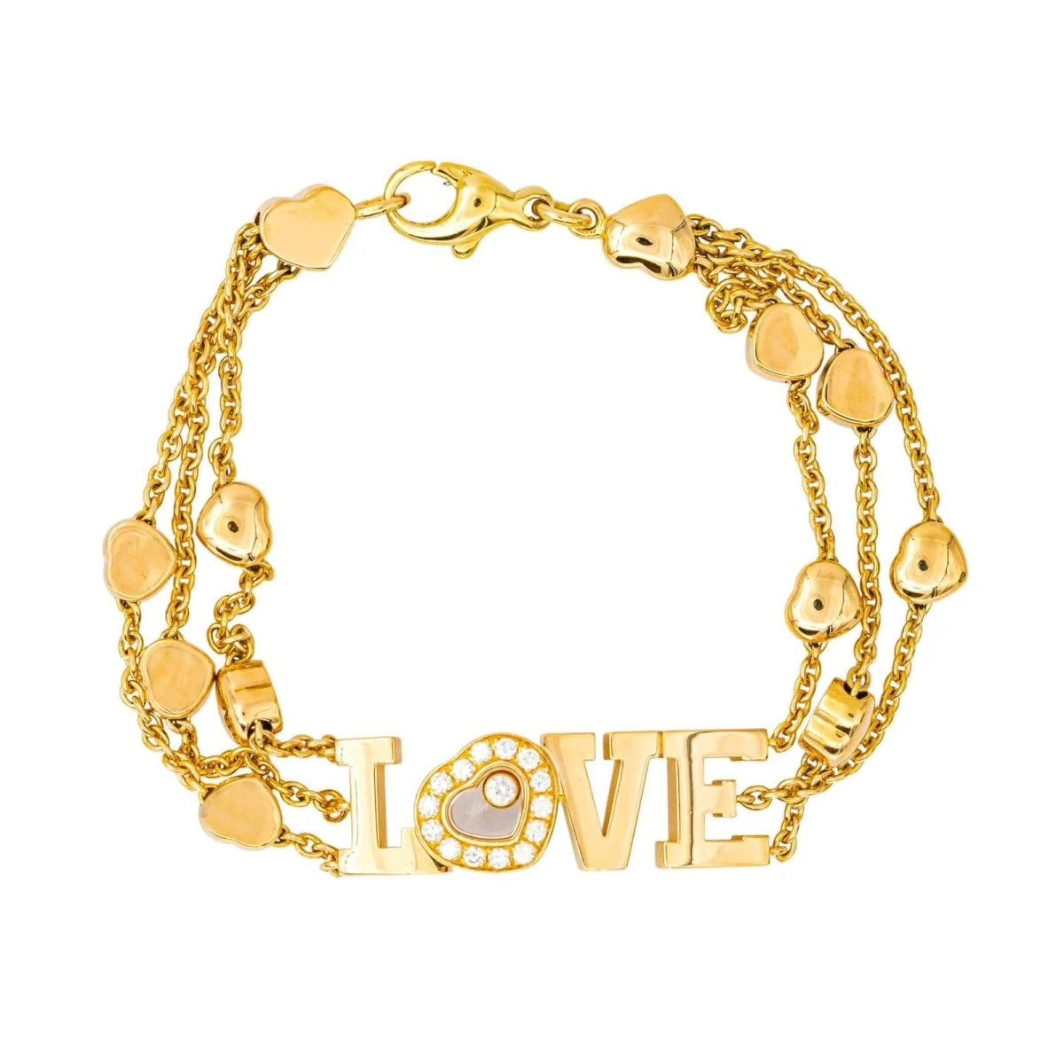Bracelet Maille CHOPARD "Love Happy Diamonds" en or jaune et diamants - Image 3