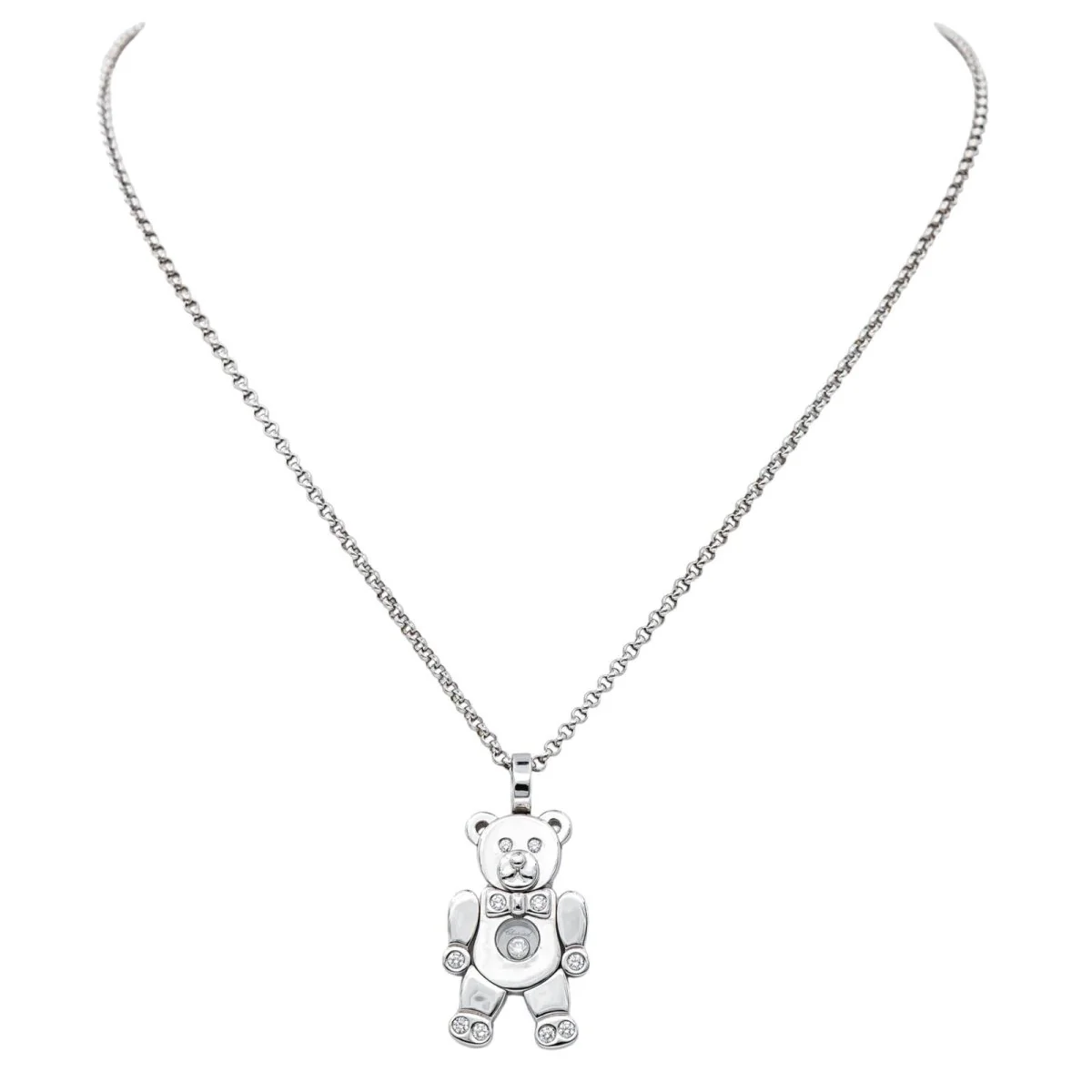 Collier Pendentif CHOPARD "Happy Diamond" en or blanc et diamants